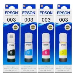 Epson 003 Ink Bottle Full Set - Black, Cyan, Magenta, Yellow – Original 65ml Ink for Epson EcoTank Printers